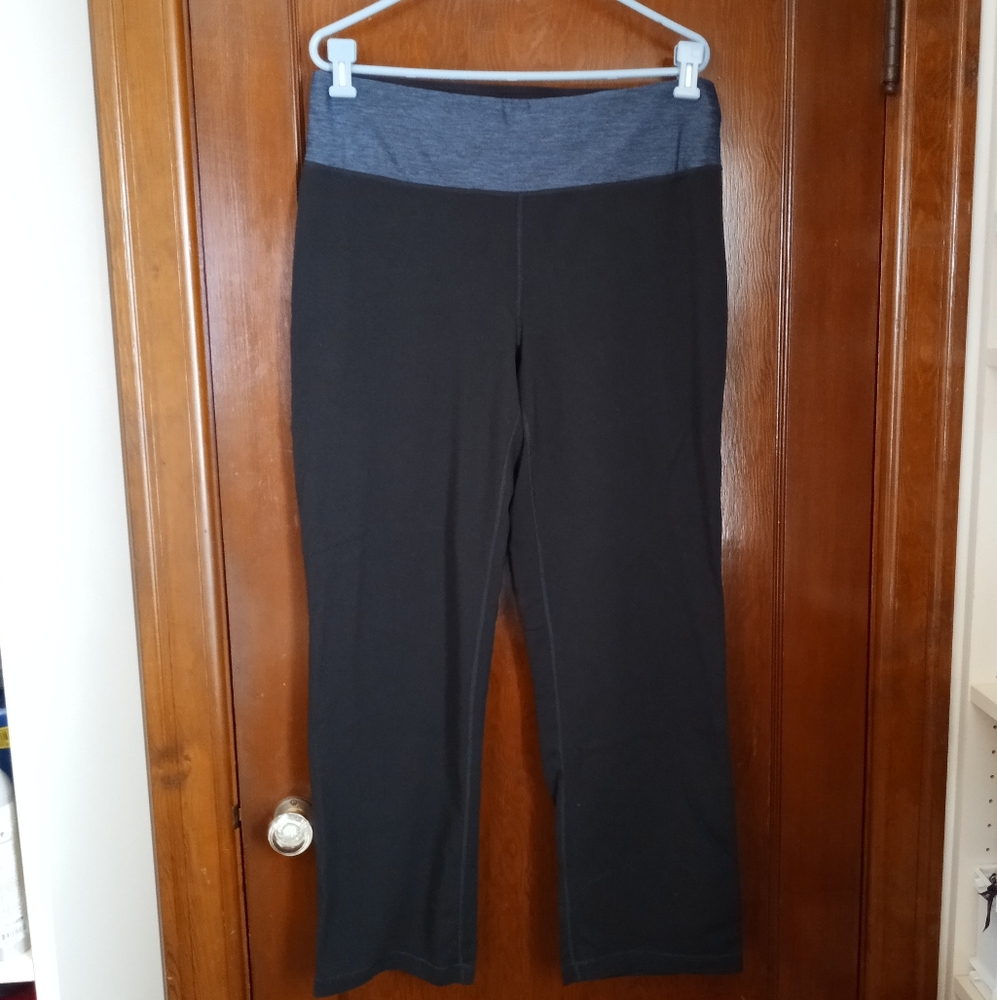Black with blue waistband yoga pants